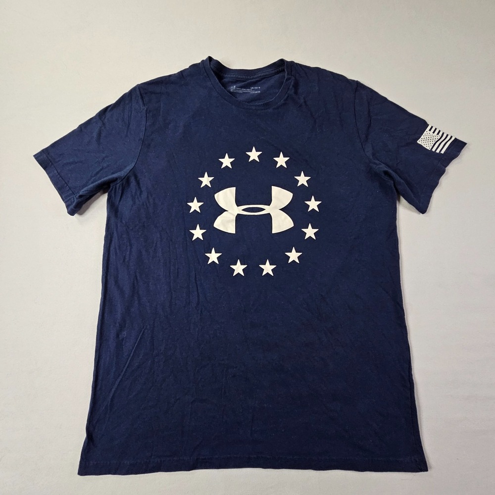Under Armour USA Theme HeatGear Loose Blue Short Sleeve T-Shirt Men's L